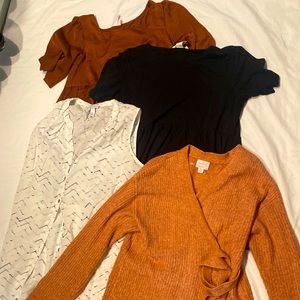 MATERNITY BUNDLE, tops & overalls, sz xs-s
